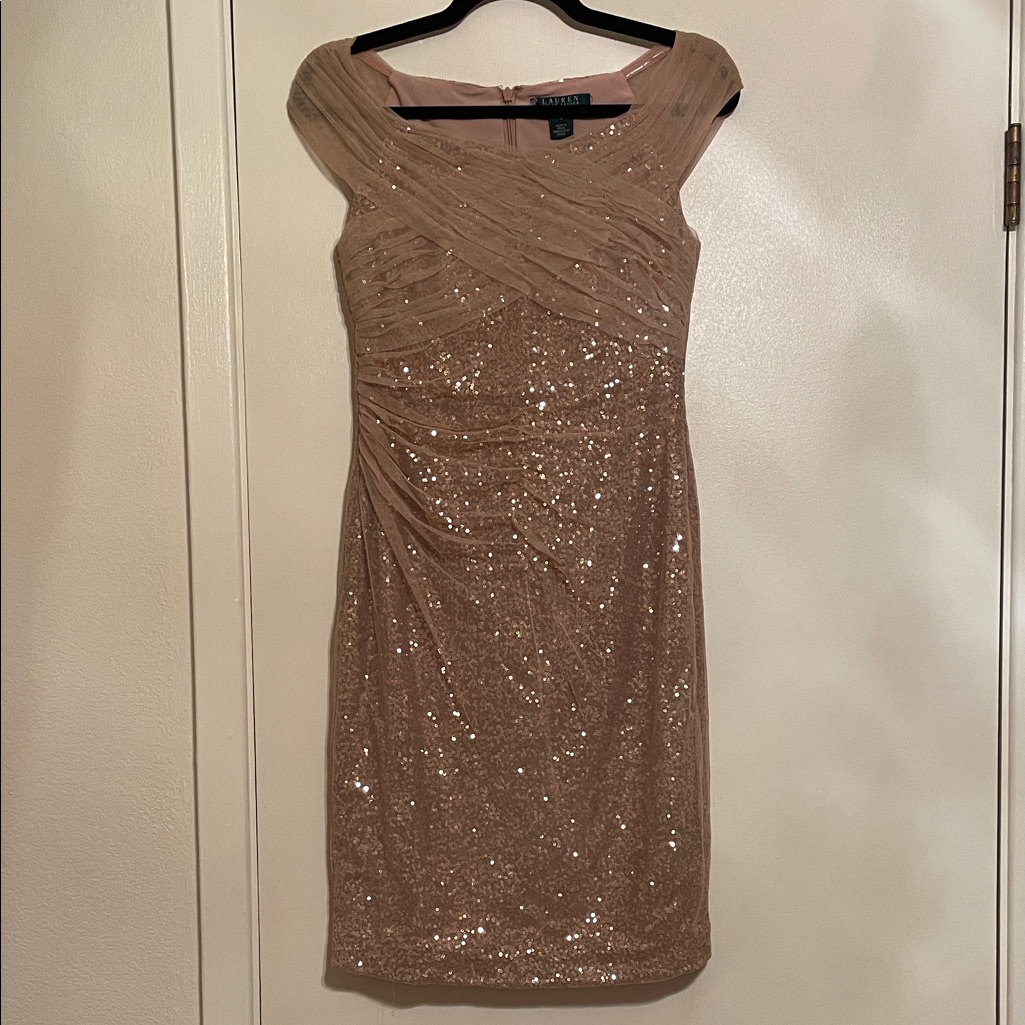 Lauren Ralph Lauren Holiday Sequin Dress In Gold